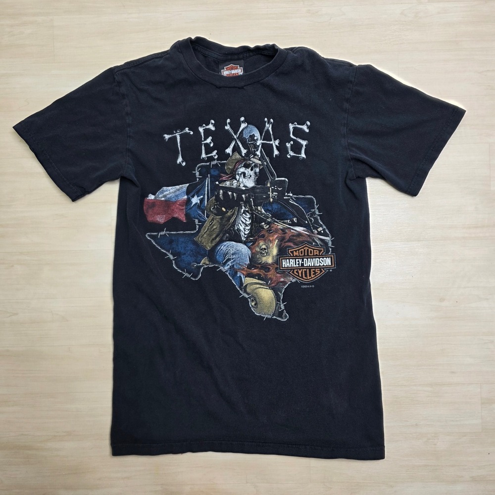 Harley-Davidson Texas Skeleton Graphic T-Shirt Mens XS Black 2014 Bedford TX